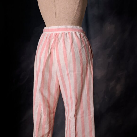 Vintage early 80's Pink PInstripe Cropped Pants Size - Picture 3 of 8